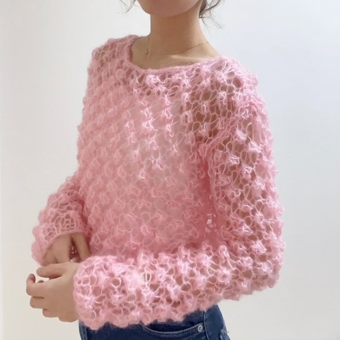 mohair knit pullover（pink）プルオーバーモヘアニット（ピンク）#256