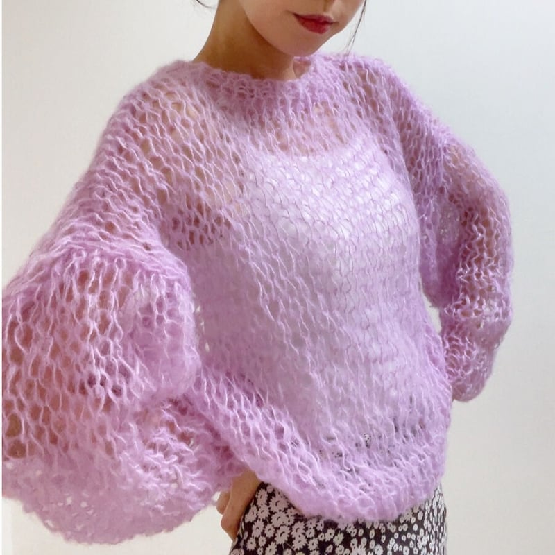 【美品】  ENCHAINEMENT / アンシェヌマン | 2022AW | Sheer Mohair Pullover シアー モヘア プルオーバー ニット | F | ブラック | レディース セール】モヘアライクシアーニットプルオーバー（ニット