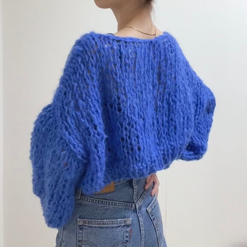 みる　aimeine モヘアニット　ブルー みる aimeine モヘアニット ブルー mohair knit pullover（blue