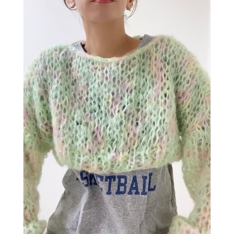 mohair knit pullover（lightgreen）プルオーバーモヘアニット（ライ