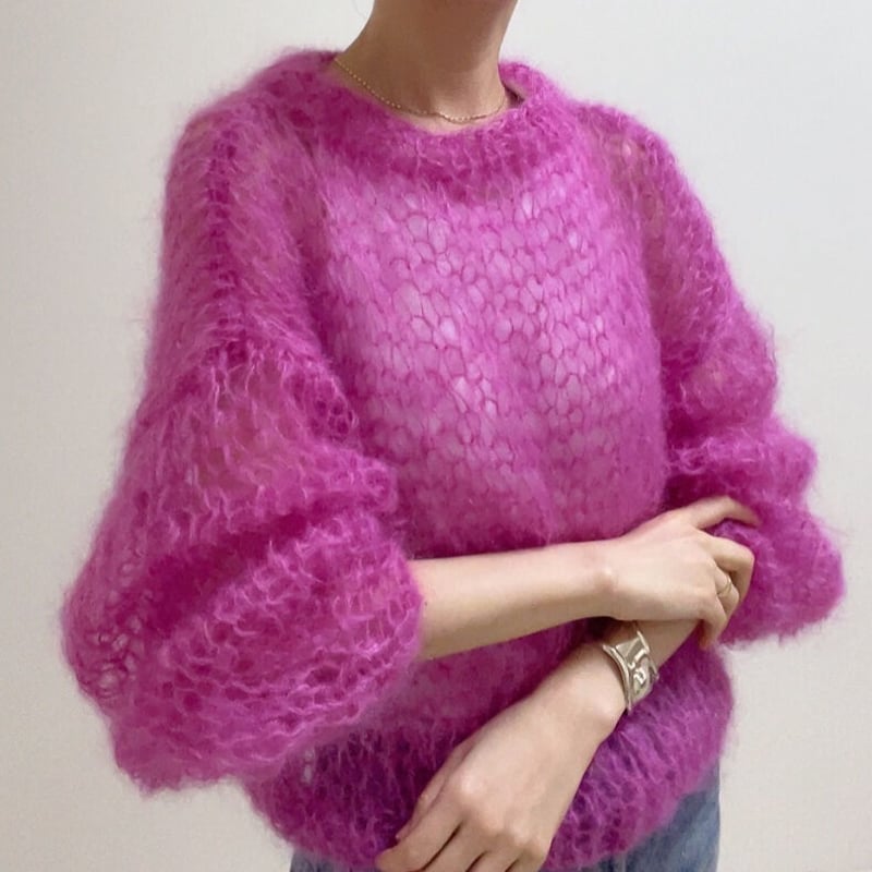 mohair knit pullover（Berry color）プルオーバーモヘアニット（ベ