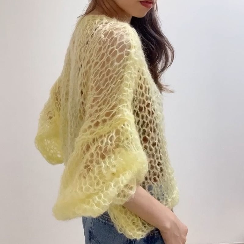 mohair knit pullover（Baby yellow）プルオーバーモヘアニット（ベ