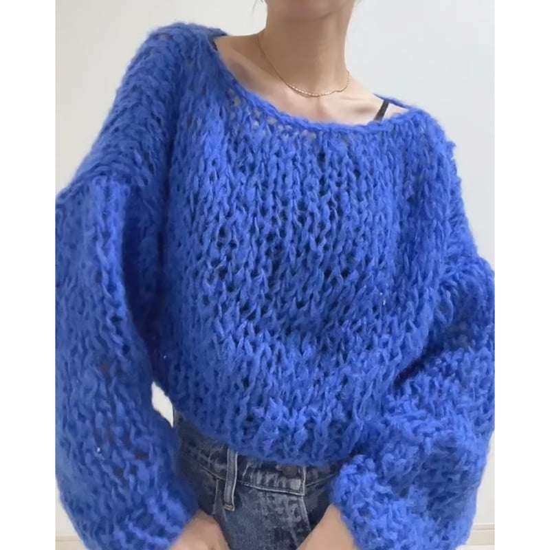 mohair knit pullover（Blue）プルオーバーモヘアニット（ブルー）#300