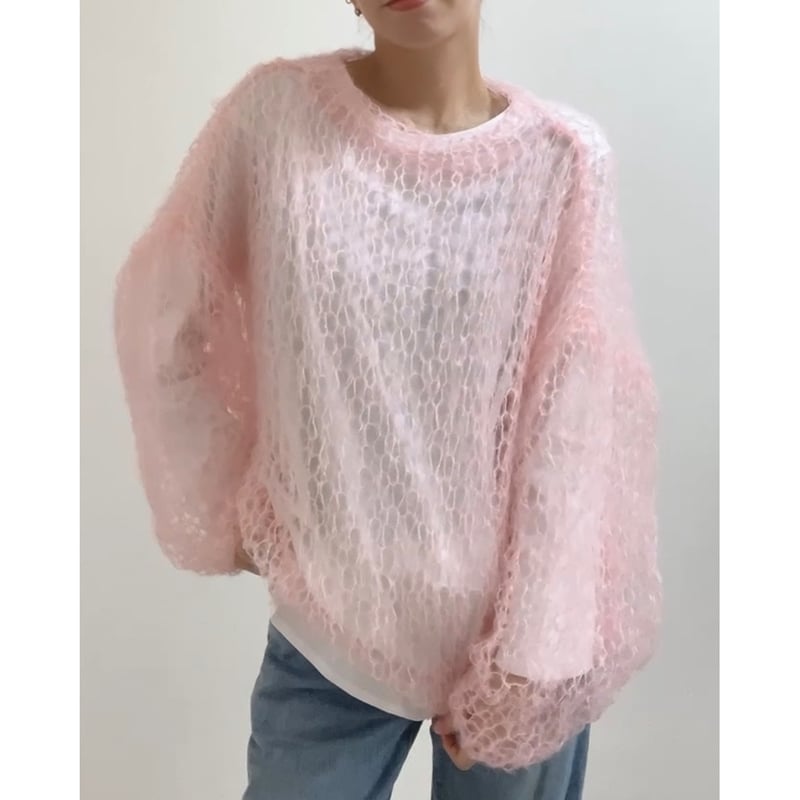 mohair knit pullover(baby pink)プルオーバーモヘアニット(ベビー mohair knit pullover(baby pink)プルオーバーモヘアニット(ベビー