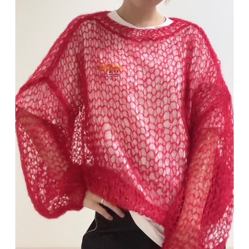 90's Mohair Knit RED モヘアニット mohair knit pullover（red）プルオーバーモヘアニット（レッド