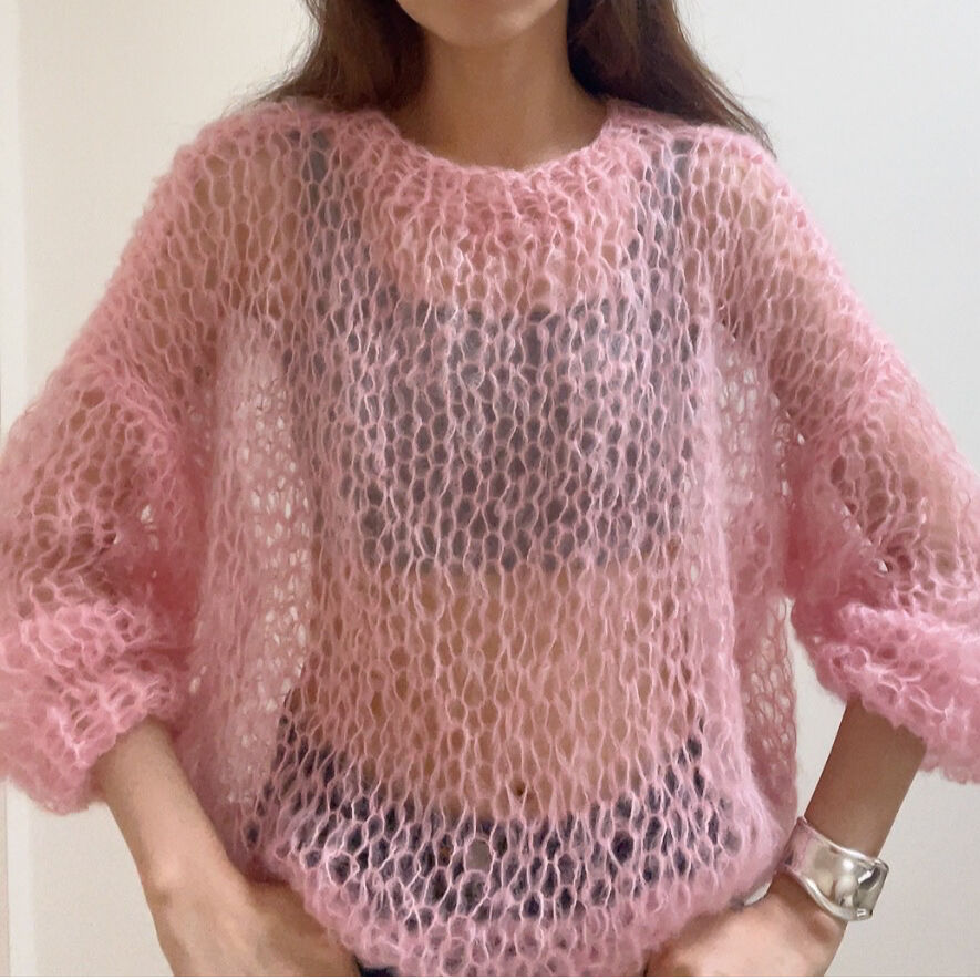 Lowgauge Mohair Knit 入り乱れる 完売！コーラルピンク