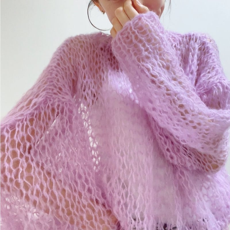 mohair knit pullover(purple)プルオーバーモヘアニット mohair knit pullover(purple)プルオーバーモヘアニット