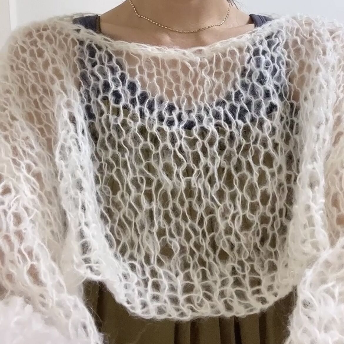 Short length mohair knit (Ivory)ショート丈モヘアニット Short length mohair knit (Ivory)ショート丈モヘアニット