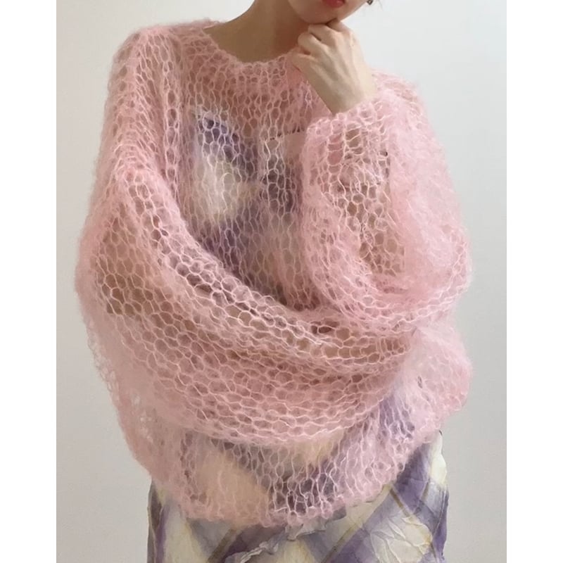 mohair knit pullover（baby pink）プルオーバーモヘアニット（ベビー