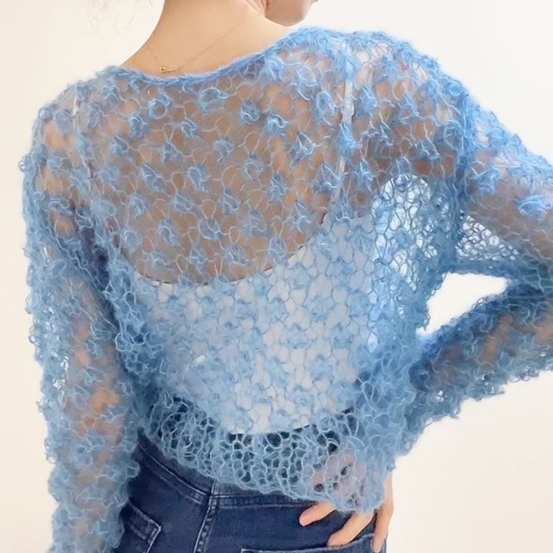 mohair knit pullover（blue）プルオーバーモヘアニット（ブルー）#256