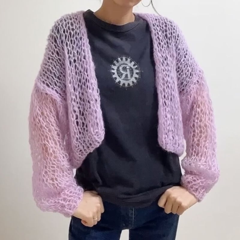 mohair knit cardigan（purple）モヘアニットカーディガン