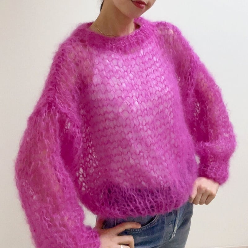 mohair knit pullover（Berry color）プルオーバーモヘアニット（ベ