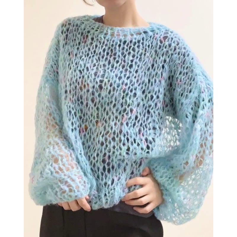 みる　aimeine モヘアニット　ブルー mohair knit pullover（Blue）プルオーバーモヘアニット（ブルー