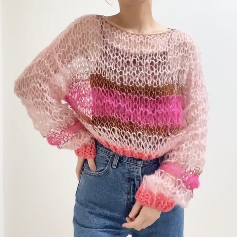 mohair knit pullover(pink)プルオーバーモヘアニット(ピンク mohair knit pullover(pink)プルオーバーモヘアニット(ピンク