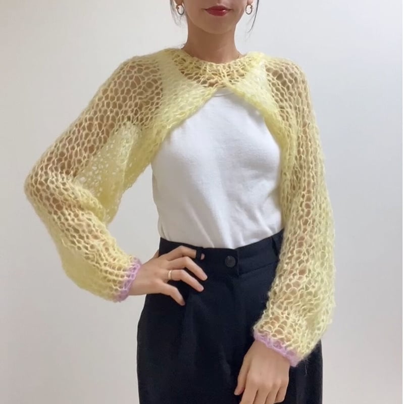 mohair knit sleeves（Lemonyellow）モヘアニットスリーブ（レモンイ