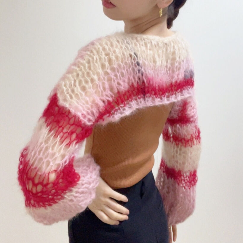 Short length mohair knit （pinkish）ショート丈モヘアニット