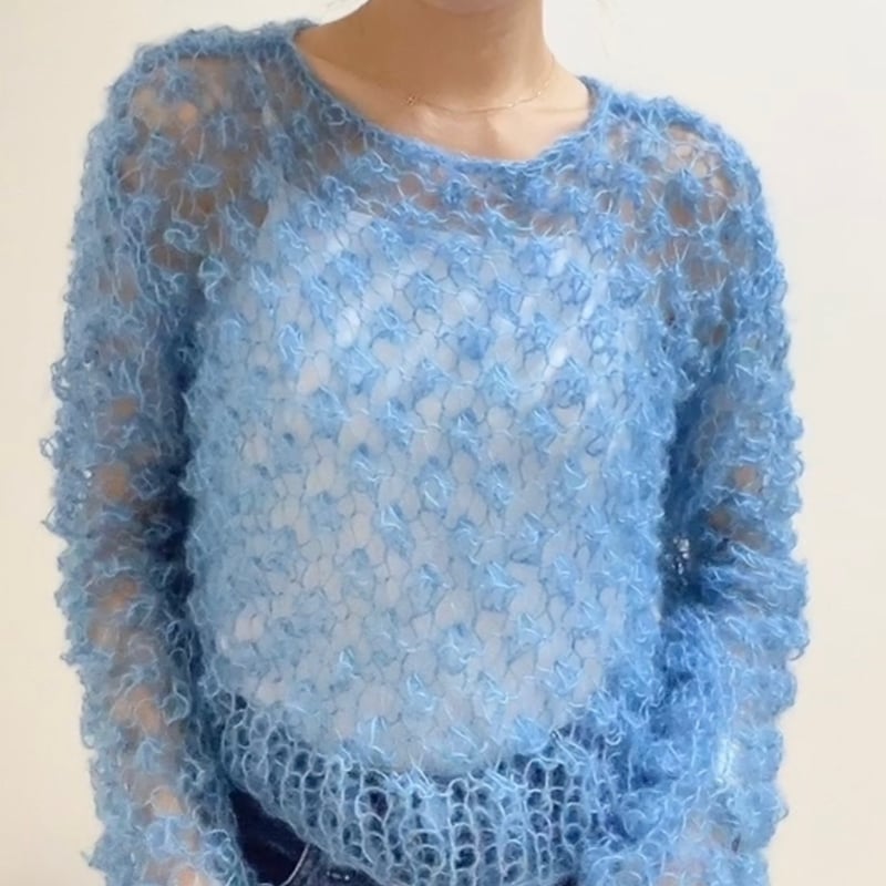 mohair knit pullover（blue）プルオーバーモヘアニット（ブルー）#256