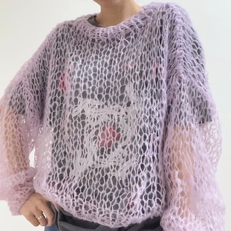 mohair knit pullover（light purple）プルオーバーモヘアニット