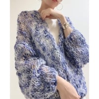 mohair knit cardigan（Blue×White）モヘアニットカーディガン（ブルー×ホワイト）#322