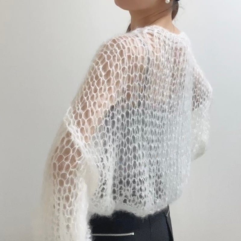 mohair knit pullover(White)プルオーバーモヘアニット mohair knit pullover(White)プルオーバーモヘアニット