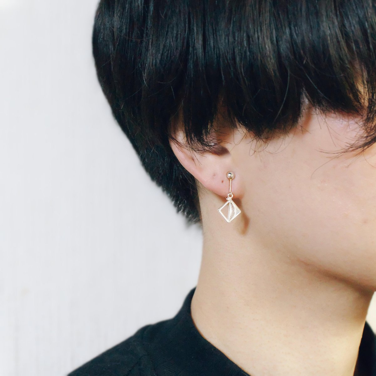 イヤリング しかく | 矢留彫金工房