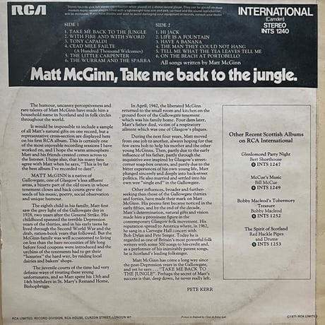Matt McGinn / Take Me Back To The Jungle