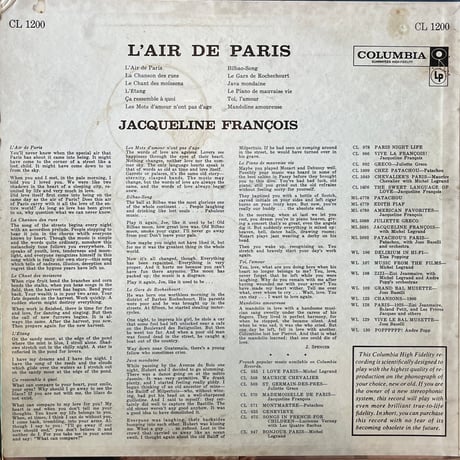 Jacqueline François / L’air De Paris