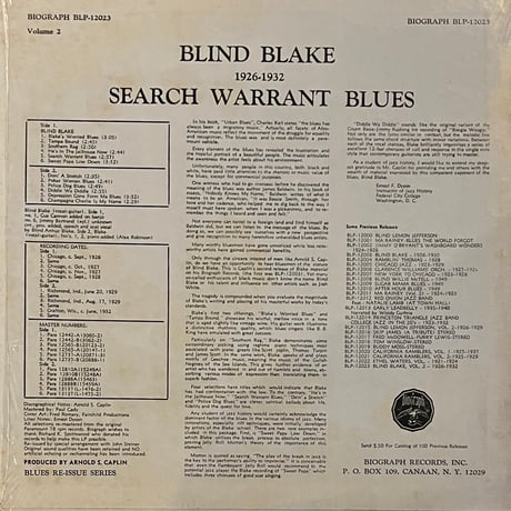 Blind Blake / 1926-32 Search Warrant Blues