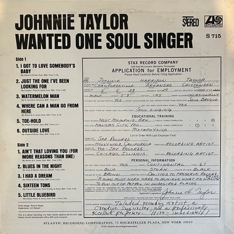 Johnnie Taylor / Wanted One Soul Singer