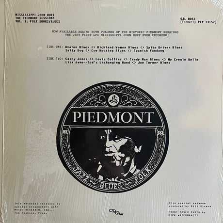 Missipi John Hurt / Volume 1of the Original Pidmont Recordings “Folksongs And Blues”