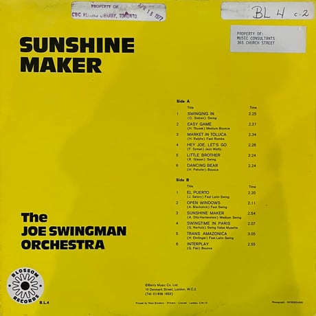 The Joe Swingman Orchestra / Sunshine Maker