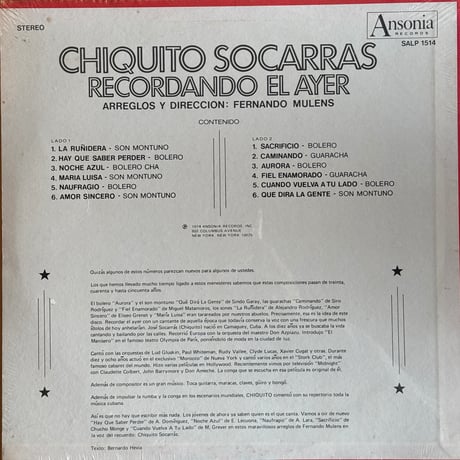Chiquito Socarras Y Su Conjunto / Recordando El Ayer