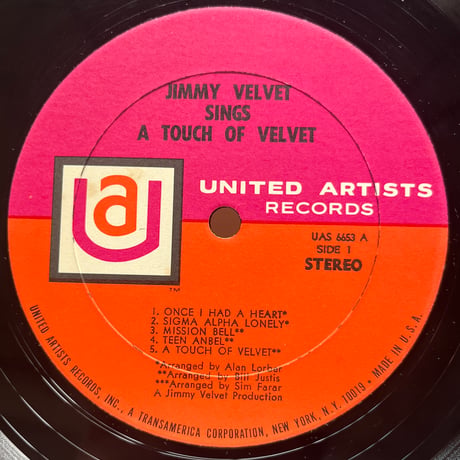 Jimmy Velvet / Jimmy Velvet Sings A Tough Of Velvet