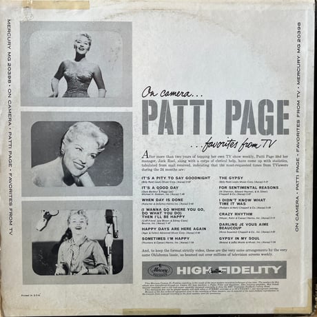Patti Page / On Camera…Pati Page…Favourites From TV