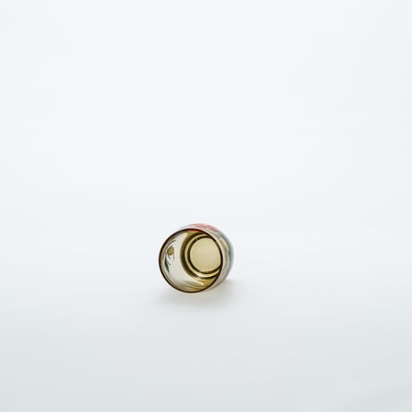 Kumela｜shot glass φ4.4cm｜yellow｜flower｜handpainted