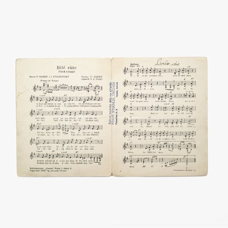 Czech｜sheet music｜Bílé růž｜1947
