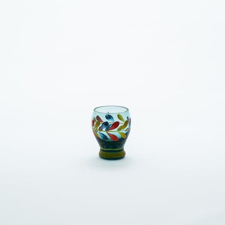 Kumela｜shot glass φ4.7cm｜blue｜flower｜handpainted
