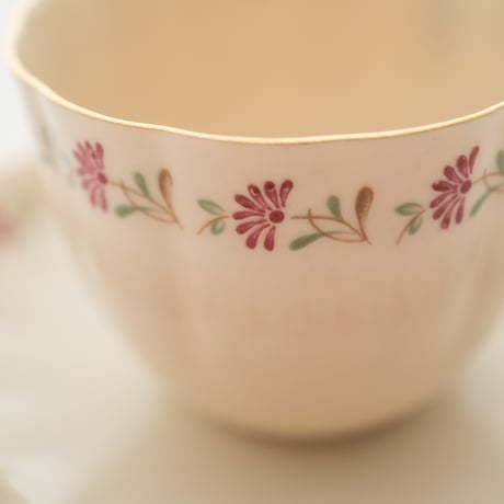 Arabia｜cup φ7.5cm｜pink flower and gold line