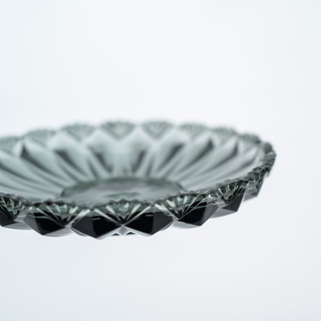 Nuutajarvi｜old glass plate φ14.2cm｜grey