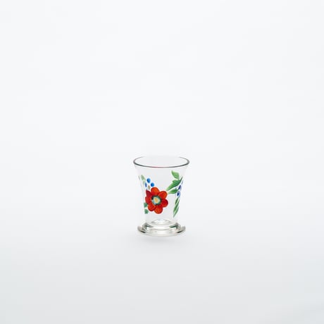 Kumela｜shot glass φ4.6cm｜clear｜flower｜handpainted
