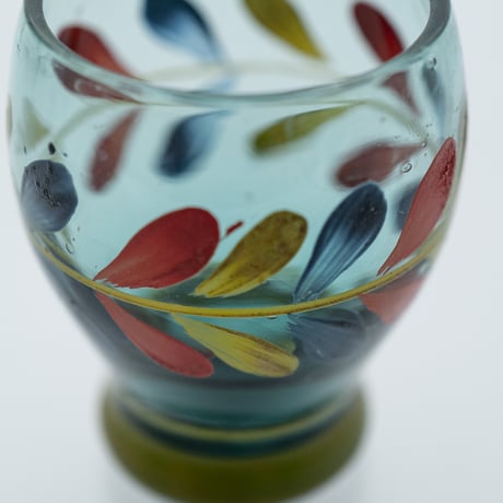 Kumela｜shot glass φ4.7cm｜blue｜flower｜handpainted