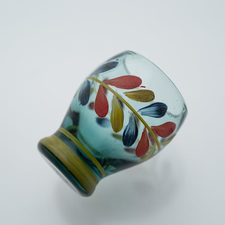 Kumela｜shot glass φ4.7cm｜blue｜flower｜handpainted