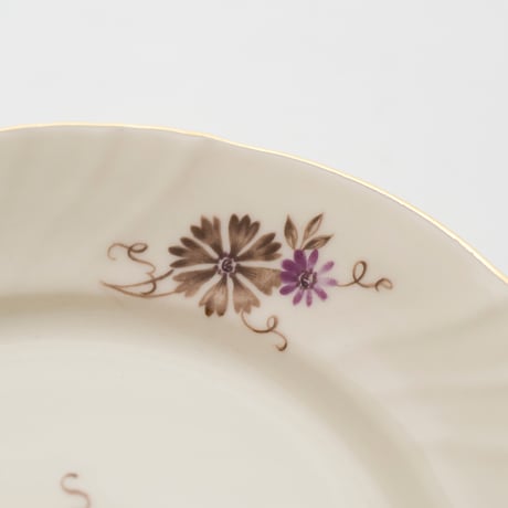 Arabia｜plate φ17cm｜REmodel｜brown&purple flower