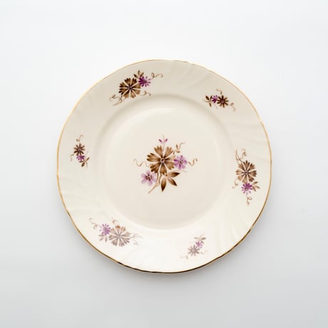Arabia｜plate φ17cm｜REmodel｜brown&purple flower
