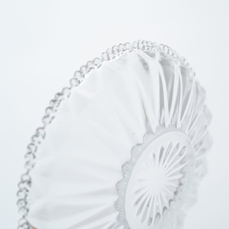 Nuutajarvi｜old glass plate φ14.2cm｜clear