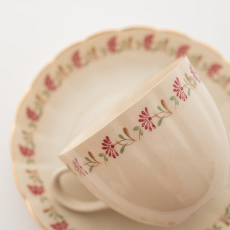 Arabia｜cup φ7.5cm｜pink flower and gold line