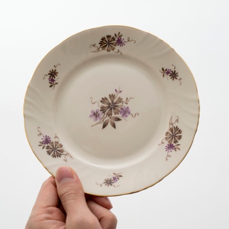 Arabia｜plate φ17cm｜REmodel｜brown&purple flower
