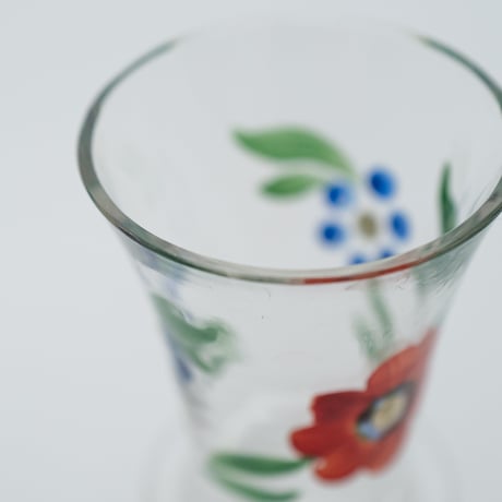 Kumela｜shot glass φ4.6cm｜clear｜flower｜handpainted