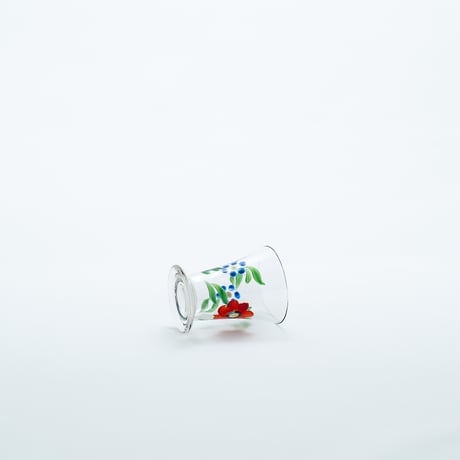 Kumela｜shot glass φ4.6cm｜clear｜flower｜handpainted