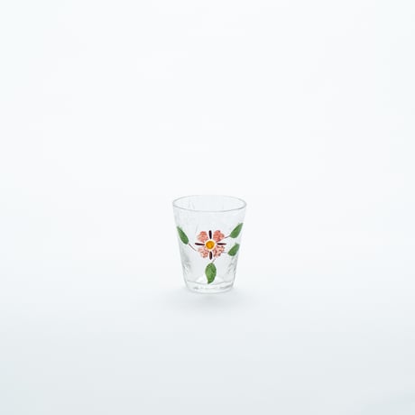 Kumela｜shot glass φ4.8cm｜pink flower｜handpainted